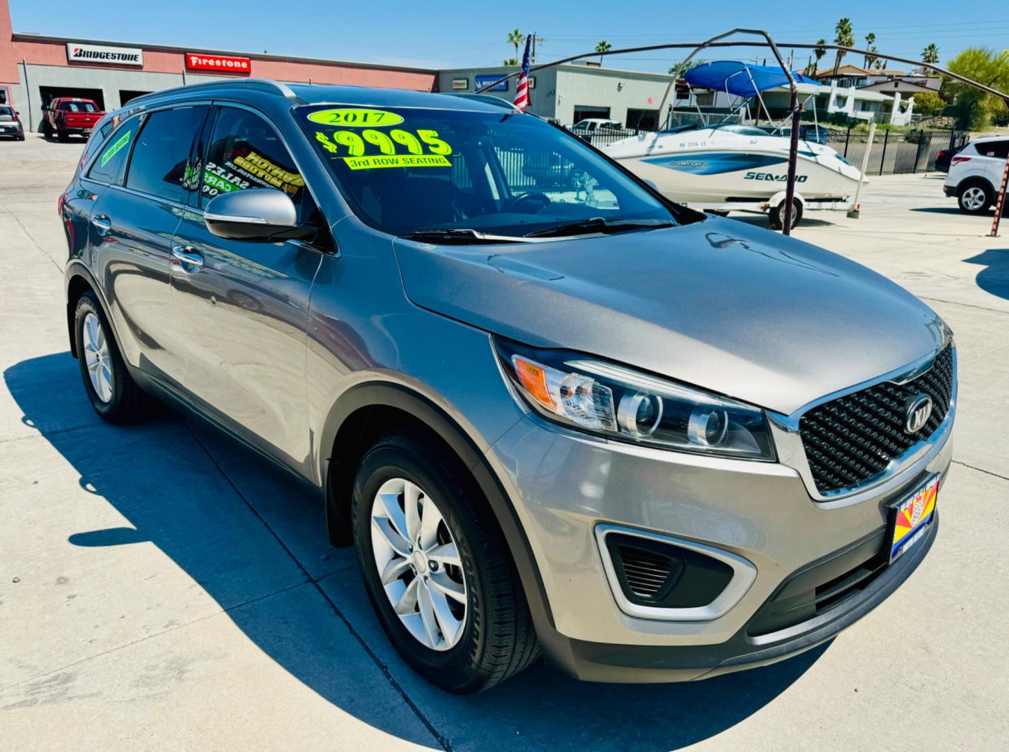 2017 Silver Kia Sorento (5XYPG4A35HG) , located at 2190 Hwy 95, Bullhead City, AZ, 86442, (928) 704-0060, 0.000000, 0.000000 - 2017 kia sorento L. 2.4 i4 engine. New engine with warranty installed 4/4/24. bluetooth, backup camera, satellite radio. this suv is fully loaded IN house financing available. Free warranty, free carfax. - Photo#0